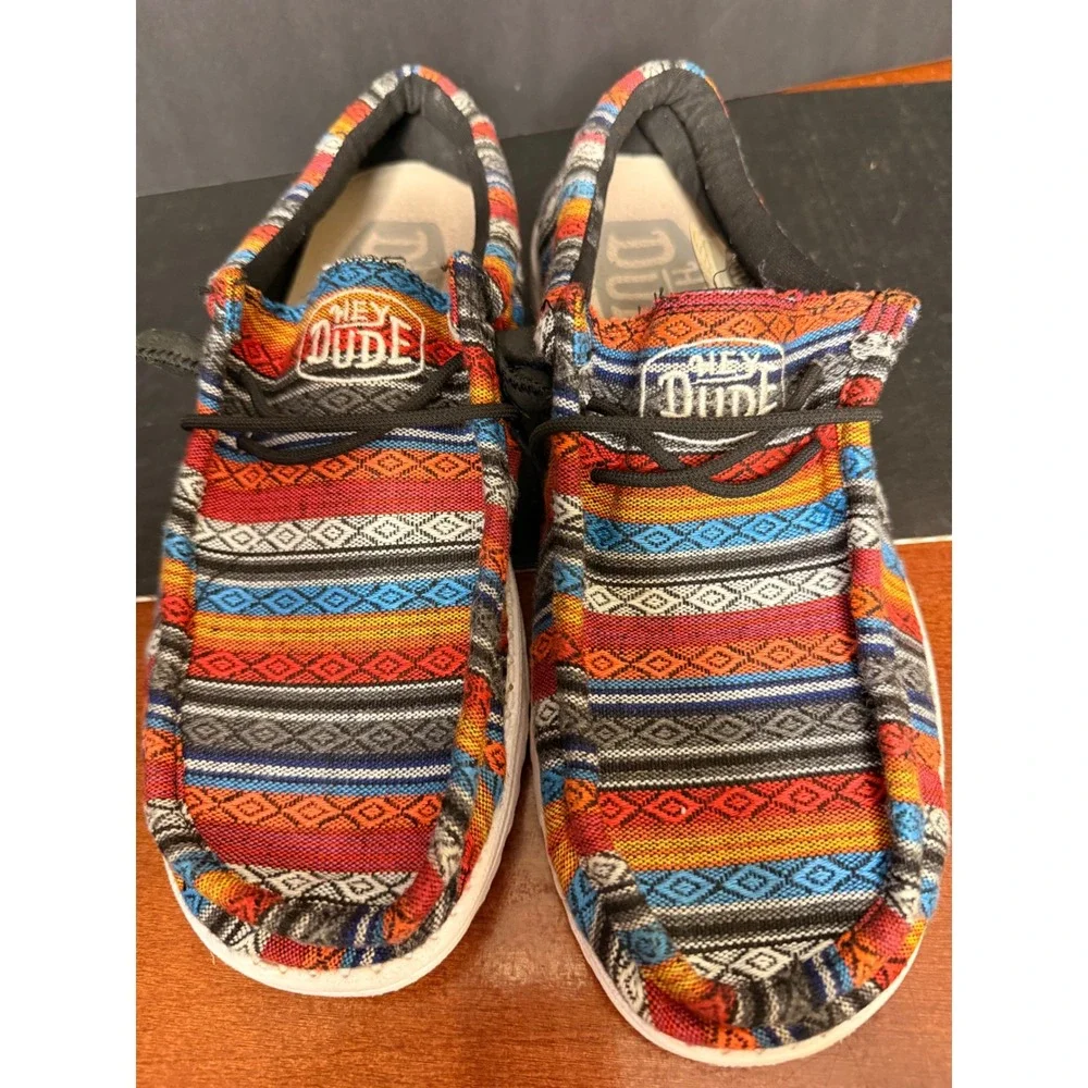 Hey Dude Wally Serape Desert Horizon Multi Color Slip On Loafers Men 9 Women 11